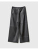 Irregular Cut Leather Wide Leg Pants for Women Cropped Straight Fit