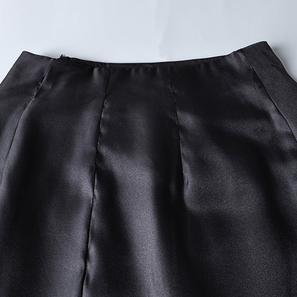 High Waist Sheer Overlay Long Office Skirt