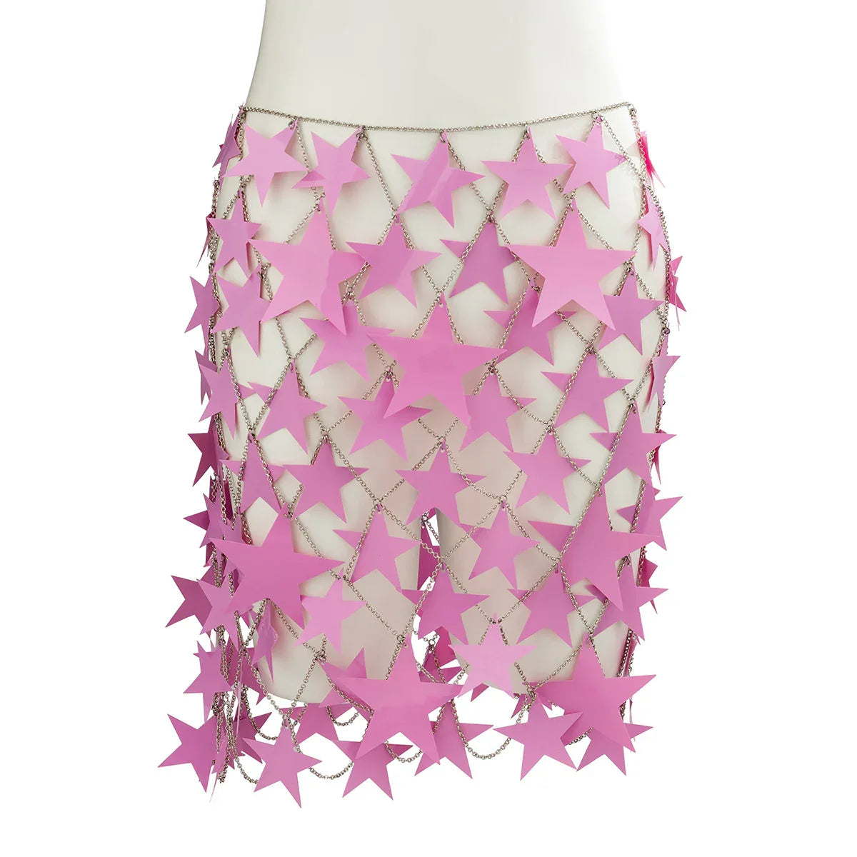 Pink Star Sequin Chain Mesh Festival Outfit Set 4