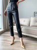 Women High Waisted Genuine Leather Carrot Pants