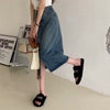 High Waist Denim Maxi Skirt