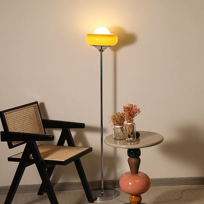 Retro Glass Floor Lamp Vintage Egg Tart Jade Shade
