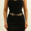 Women’s Gold Circle Waist Chain with Textured Links