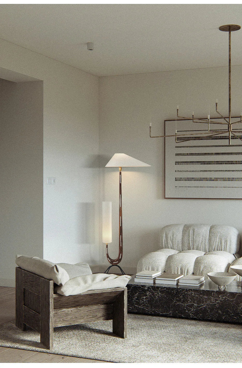 Vintage wabi sabi solid wood boho floor lamp