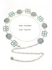Waist Chain Jewelry with Faux Turquoise Geometric Medallions
