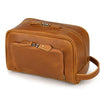 Men’s Genuine Leather Toiletry Bag with Front Zipper Pocket