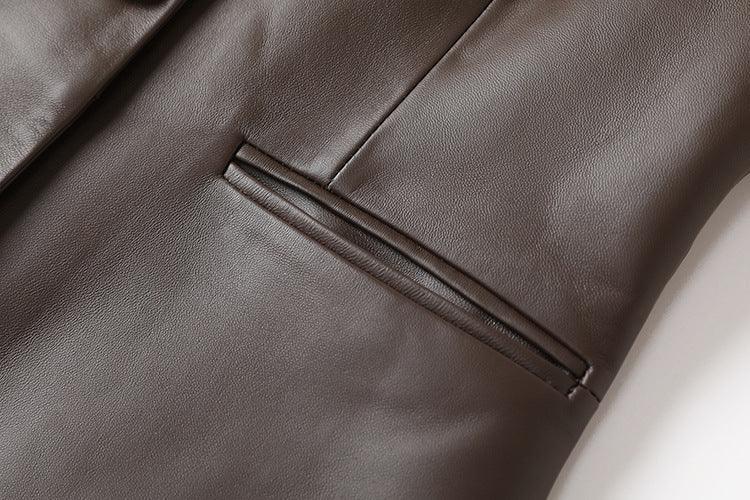 Women Leather Office Vest in Genuine Sheepskin