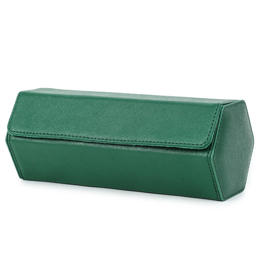 Handmade Hexagonal Leather Watch Box Case 3 Slot