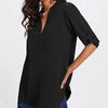 women long sleeve blouse Roll Tab Sleeve