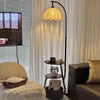 French retro arc floor lamp with shelves and dimming