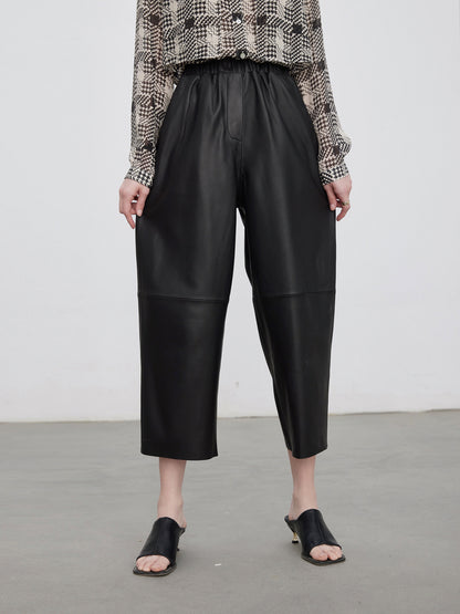 Women Leather Baggy Harem Pants