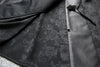 Leather Top for Women with Jacquard Sleeves and Mandarin Collar