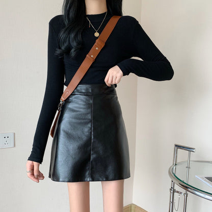 A Line Faux Leather Skirt Fall Outfit