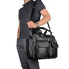 Genuine Leather Office Briefcase Laptop Bag with Trolley Sleeve for Men