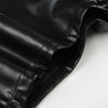 Black Faux Leather Shorts for Women with Buckle Low Waist