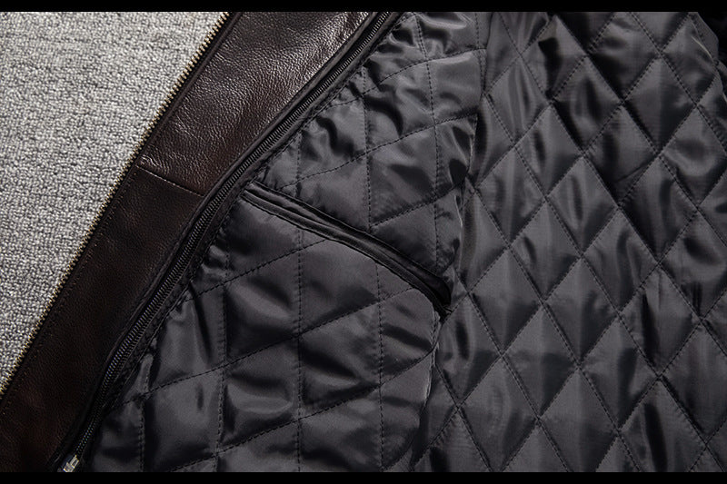 Men’sAviator Leather Flight Jacket with Fur Collar