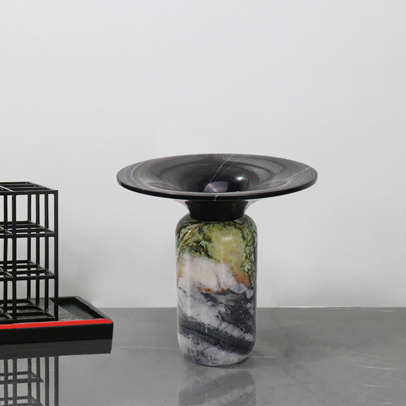 Natural Marble Round Flower Vase Modern Hotel & Home Table Decoration