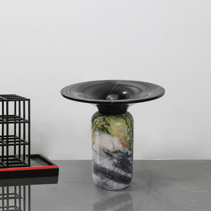 Natural Marble Round Flower Vase Modern Hotel & Home Table Decoration