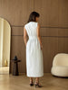 Women’s Striped Sleeveless Midi Dress Button Down A-Line