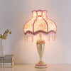 European floral fabric bedside table lamp
