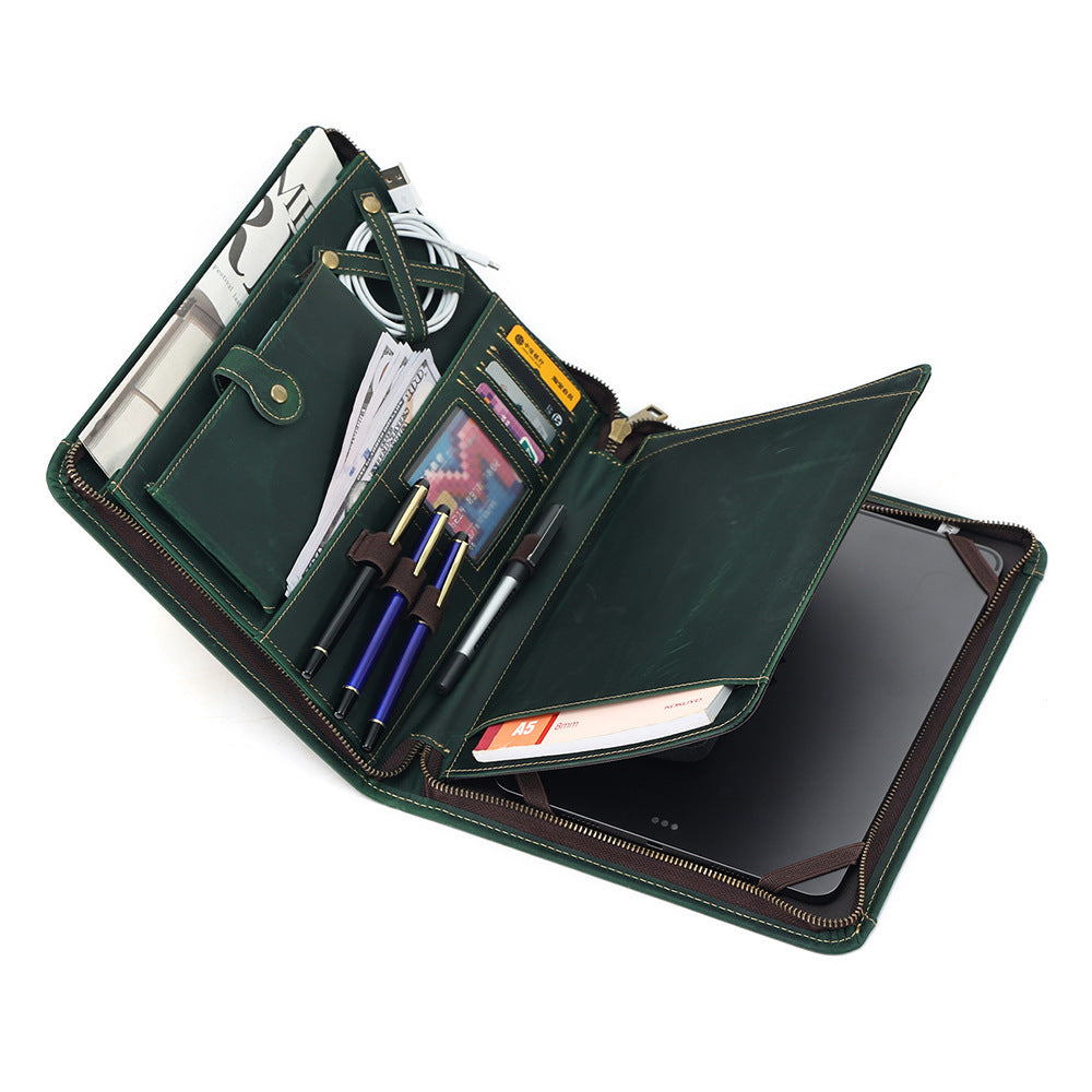 Leather iPad Organizer Portfolio in Crazy Horse Leather for Business