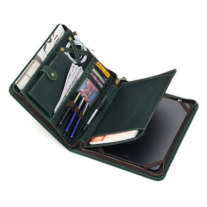 Leather iPad Organizer Portfolio in Crazy Horse Leather for Business