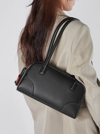 Women's Leather Shoulder Bag with Long Strap