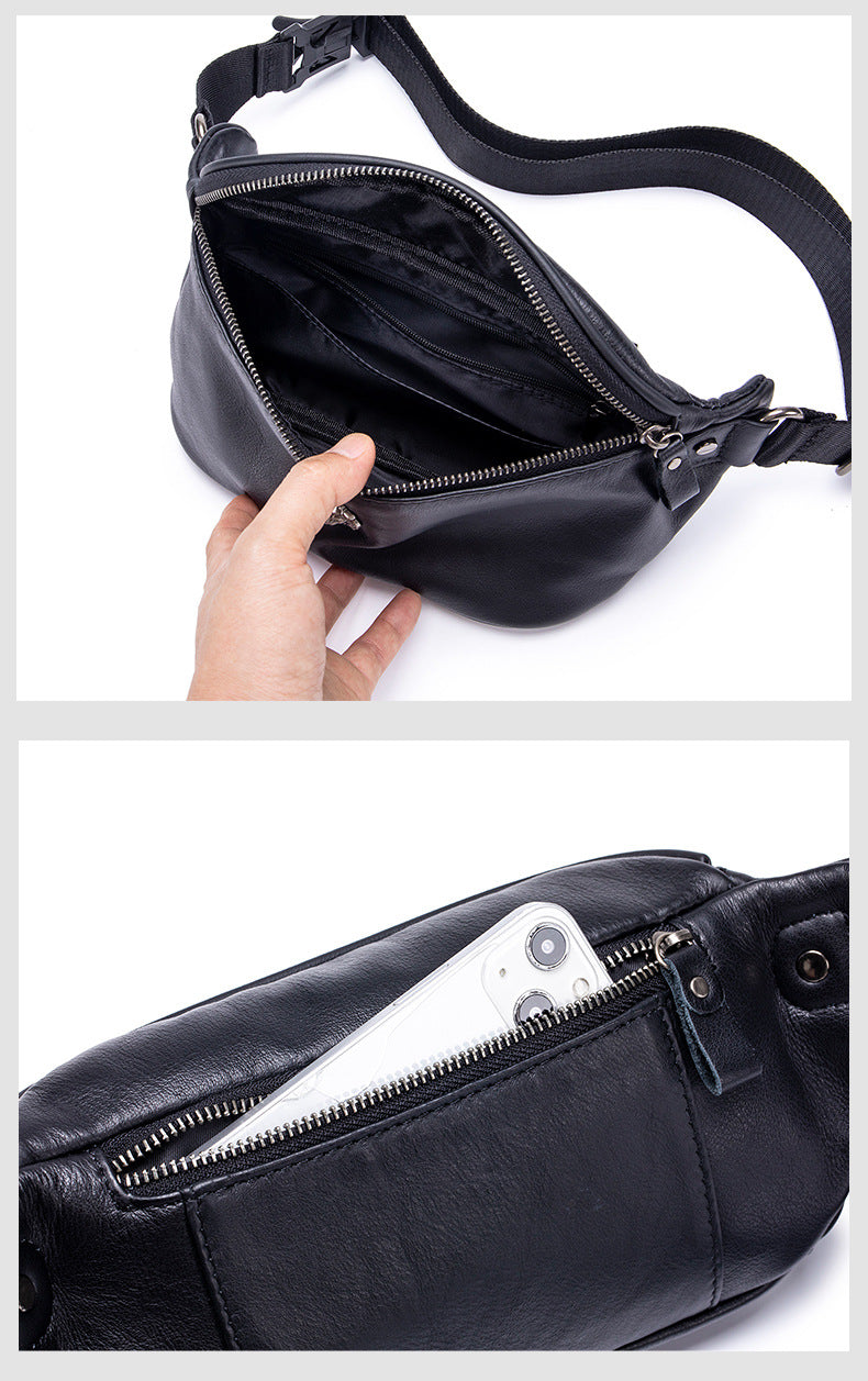Genuine Leather Waist Bum Bag for Men