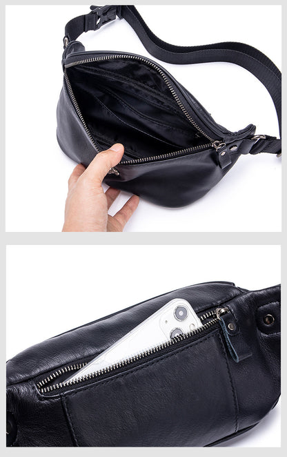Genuine Leather Waist Bum Bag for Men