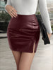 Faux Leather Zip Back Straight Skirt Workwear