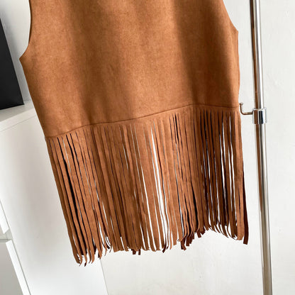 Women’s Bohemian Embroidered Fringe Suede Vest