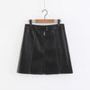 Women Short Mini Imitation Leather Skirt Brown