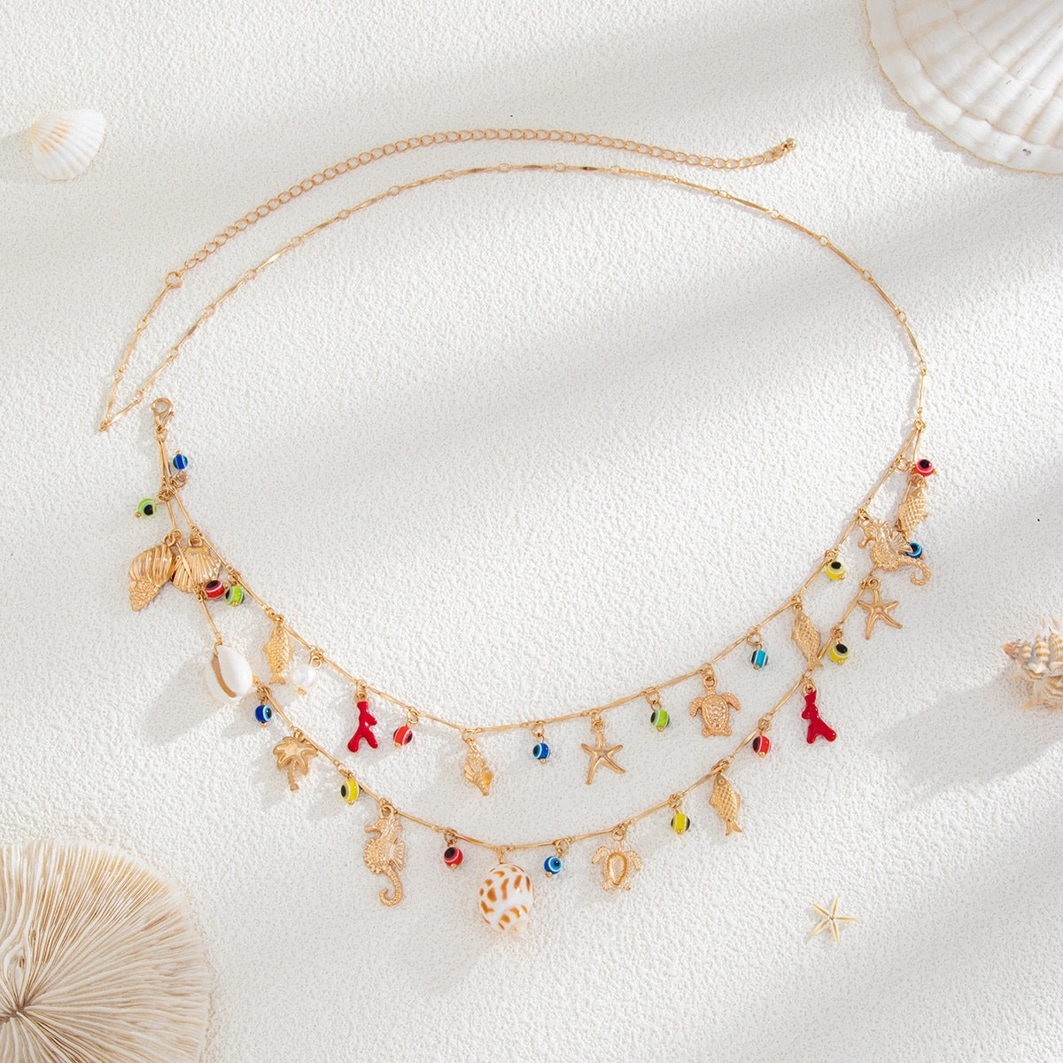 Women’s Beach Charm Waist Chain with Ocean Pendants
