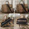 Men Leather Office Briefcase with Trolley Sleeve