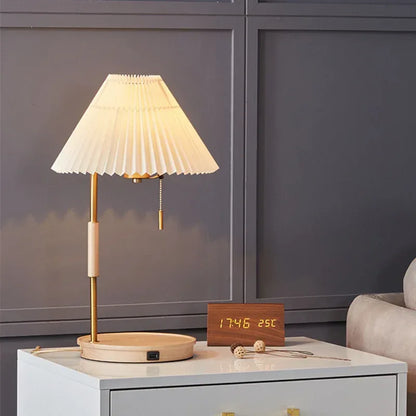 Nordic scandi wooden wireless charging table lamp