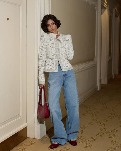 Summer Lace Crochet Slim Fit Blouse for Women