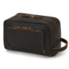 Men’s Genuine Leather Toiletry Bag with Front Zipper Pocket