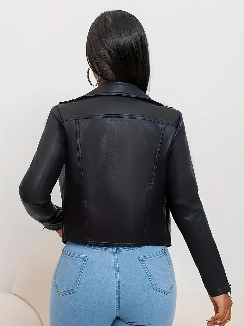 Women Faux Leather Biker Moto Jacket
