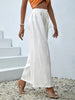 White Cotton Wide Leg Beach Pants for Women