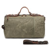 Canvas Duffle Bag with Washed Finish and Top-Grain Cowhide Leather 1