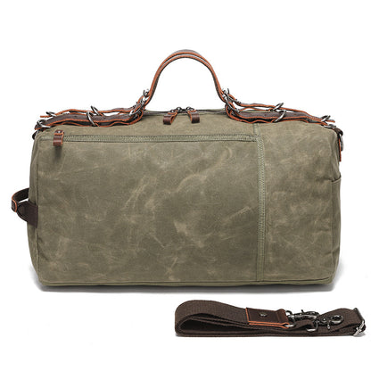 Canvas Duffle Bag with Washed Finish and Top-Grain Cowhide Leather 1