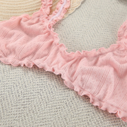 Spring knit long sleeve camisole shorts pajama set