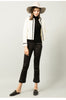 Women’s Leather Capri Pants Cropped Flared with Tassel Hem