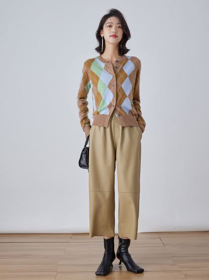 Women Leather Baggy Harem Pants