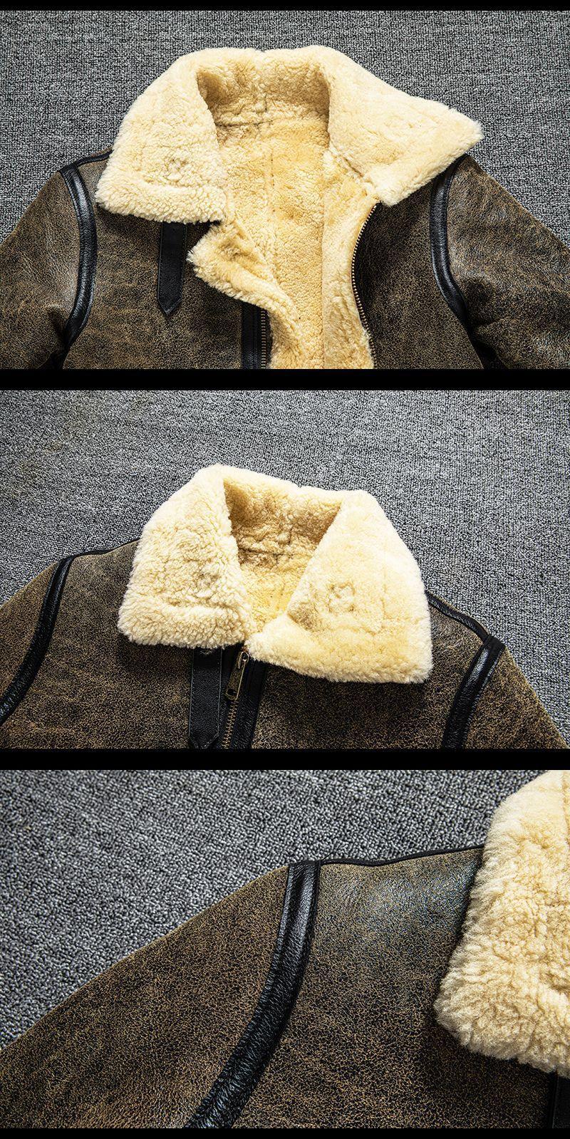 Retro Classic Shearling Leather Jacket Men’s
