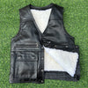 Men’s Leather Vest with Warm Lining and Multiple Utility Pockets