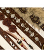 Retro western rivet belt women brown waist chain floral design