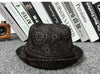 Leather jazz hat with hand-embossed design
