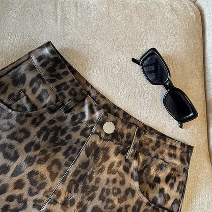 Black High-Waisted Coated Shorts for Women