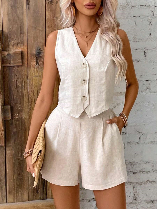womens 2 piece summer sets vest and shorts